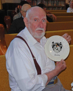 Robert Rice, oldest descendant at 2013 reunion,  receiving Corbly plate